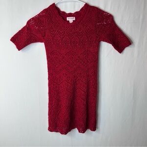 Cat&Jack Girl’s Red Crochet Casual Dress Shimmer Size XS